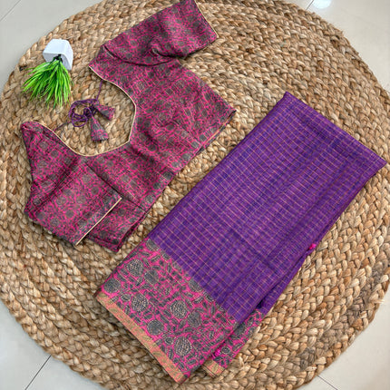 Saree With Stitched Blouse - (size-34-38) - SWSB 412