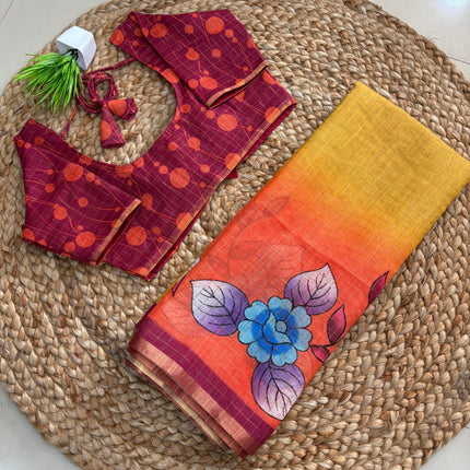 Saree With Stitched Blouse - (size-38-42) - SWSB 434