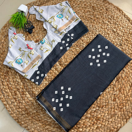 Saree With Stitched Blouse - (size-40-44) - SWSB 442