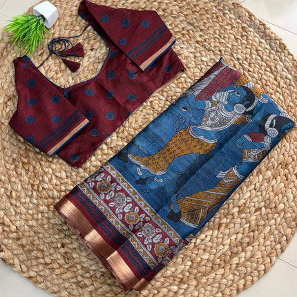 Saree With Stitched Blouse - (size-34-38) - SWSB 413