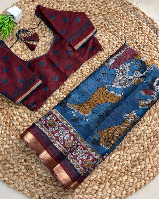 Saree With Stitched Blouse - (size-34-38) - SWSB 413