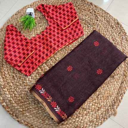 Saree With Stitched Blouse - (size-40-44) - SWSB 435