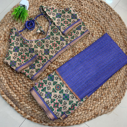 Saree With Stitched Blouse - (size-40-44) - SWSB 436