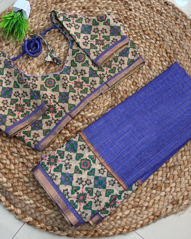 Saree With Stitched Blouse - (size-40-44) - SWSB 436