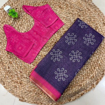 Saree With Stitched Blouse - (size-34-38) - SWSB 443