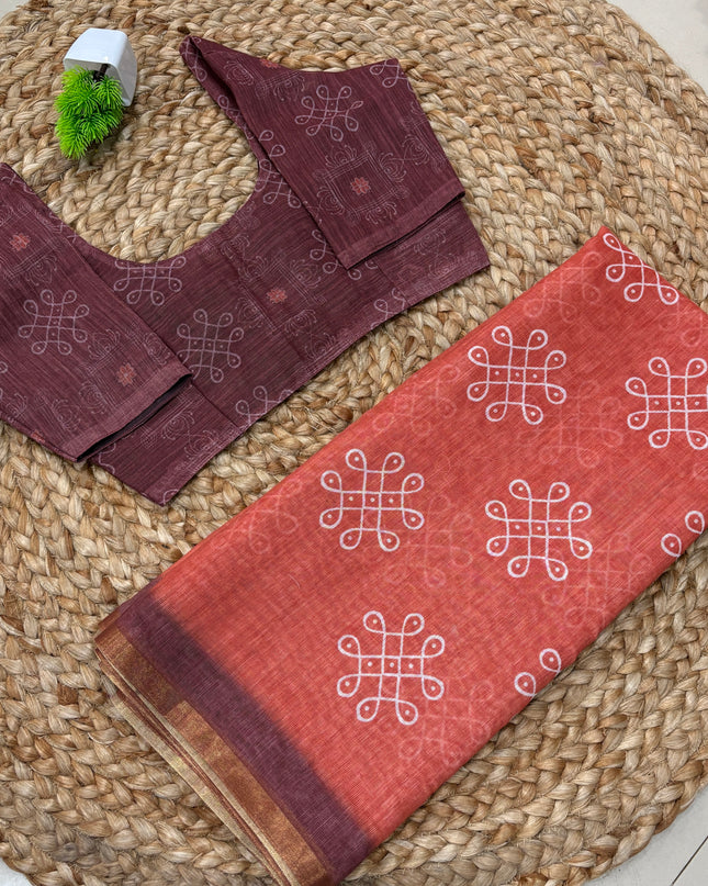 Saree With Stitched Blouse - (size-34-38) - SWSB 445