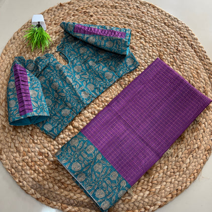 Saree With Stitched Blouse - (size-38 - 42) - SWSB 448