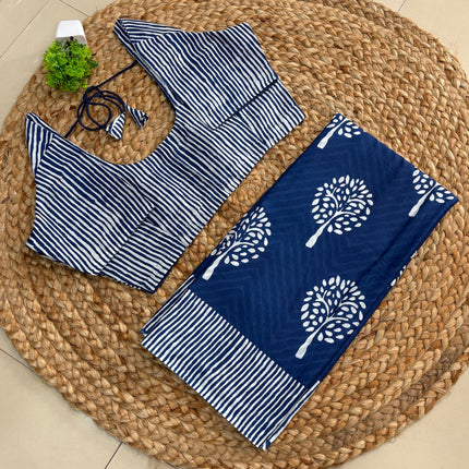 Saree With Stitched Blouse - (SIZE-40-44) - SWSB 454