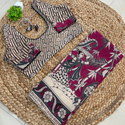 Saree With Stitched Blouse - (SIZE-40-44) - SWSB 453