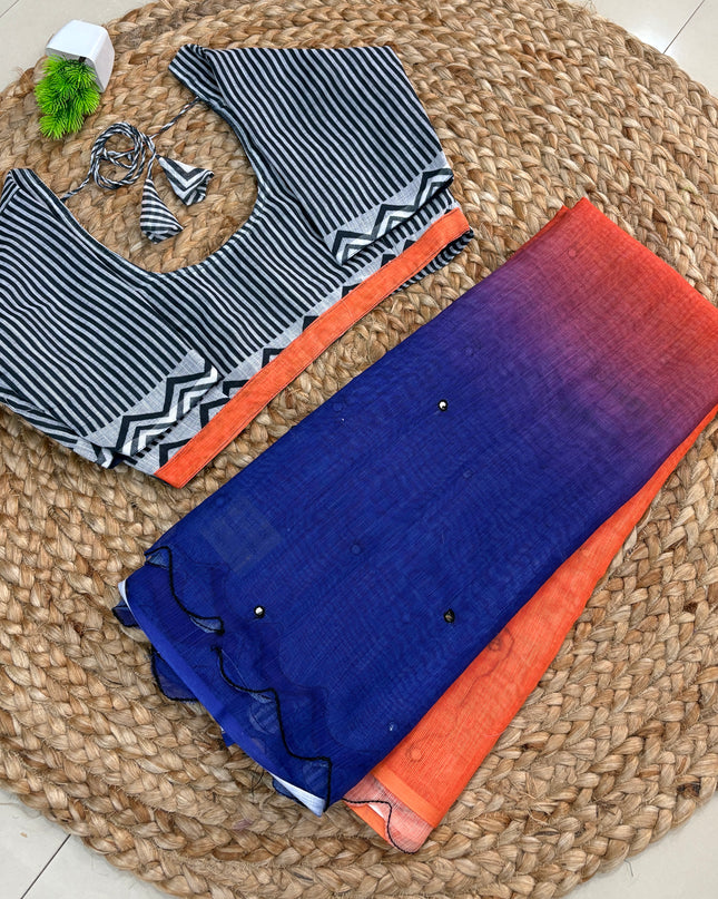 Saree With Stitched Blouse - (SIZE-32-34) - SWSB 464