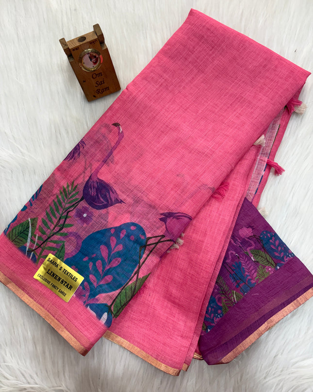 Linen Cotton Saree - LCS 12