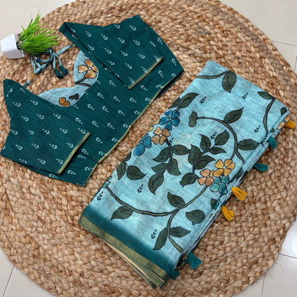 Saree With Stitched Blouse - (SIZE-40-44) - SWSB 474