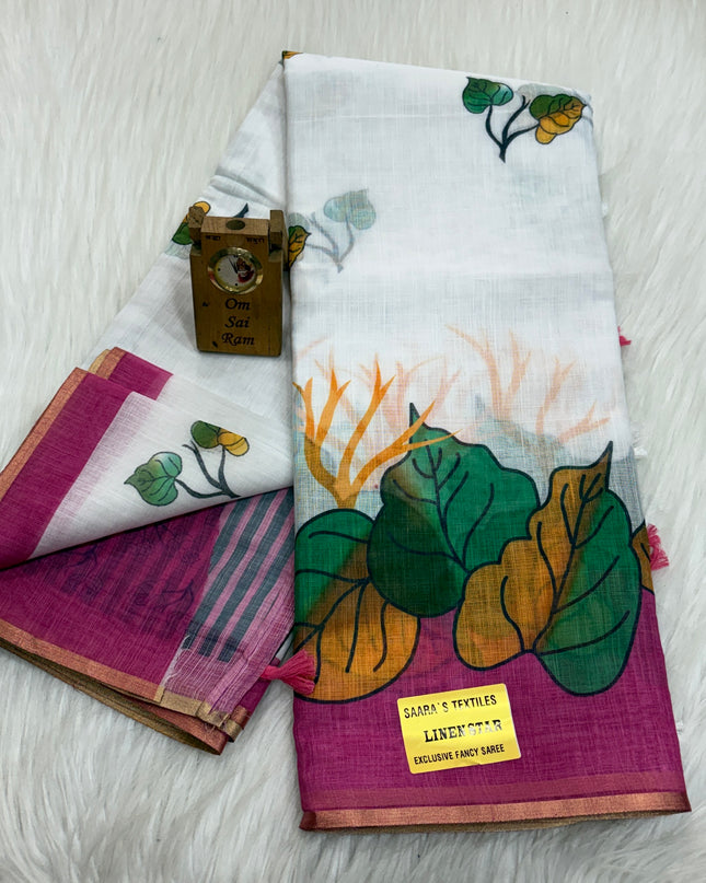 Linen Cotton Saree – LCS 054