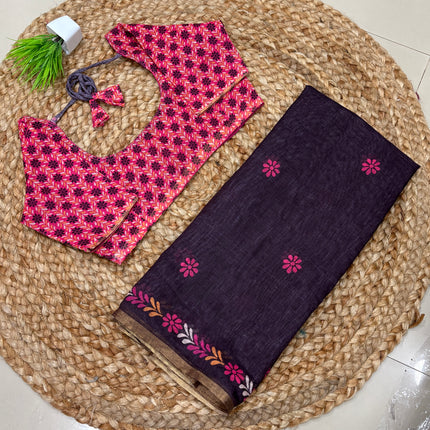 Saree With Stitched Blouse - (SIZE-36-40) - SWSB 479