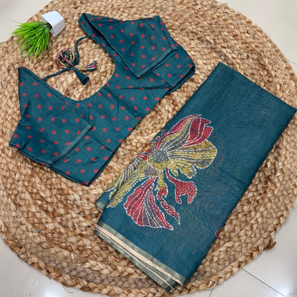 Saree With Stitched Blouse - (SIZE-40-44) - SWSB 470