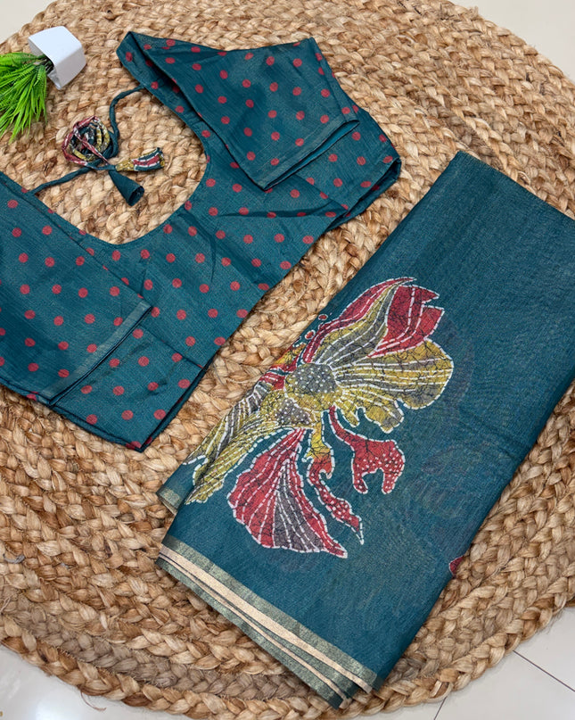 Saree With Stitched Blouse - (SIZE-40-44) - SWSB 470