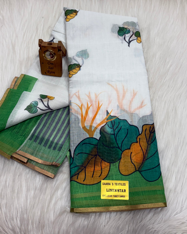 &nbsp;  Linen Cotton Saree – LCS 057