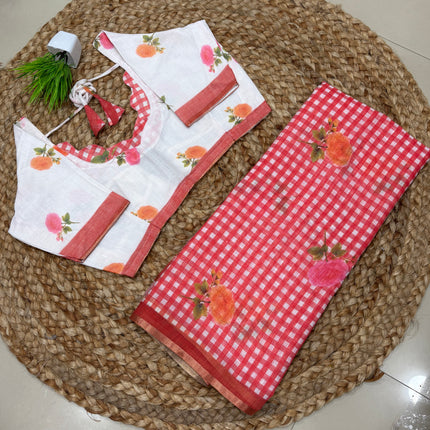 Saree With Stitched Blouse - (SIZE-40-44) - SWSB 473