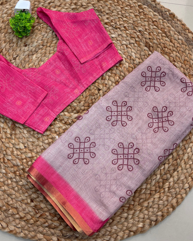 Saree With Stitched Blouse - (SIZE-34-38) - SWSB 484