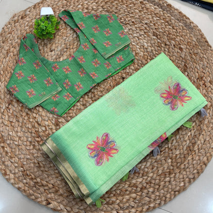 Saree With Stitched Blouse  - (SIZE-34-38) -SWSB 486