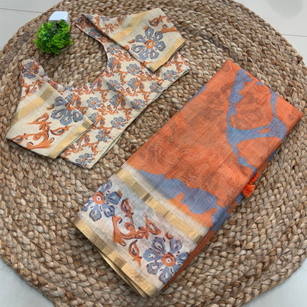 Saree With Stitched Blouse - (SIZE-36-40) - SWSB 493