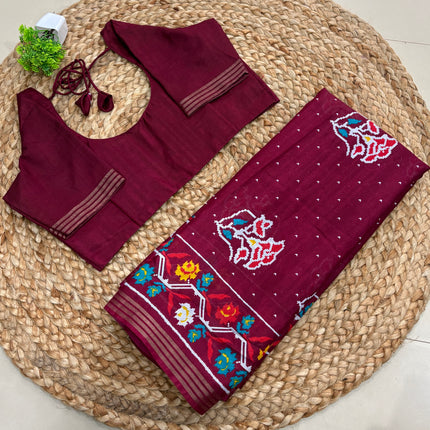 Saree With Stitched Blouse - (SIZE-40-44) - SWSB 505