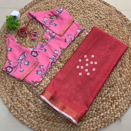 Saree With Stitched Blouse - (SIZE-40-44) - SWSB 500