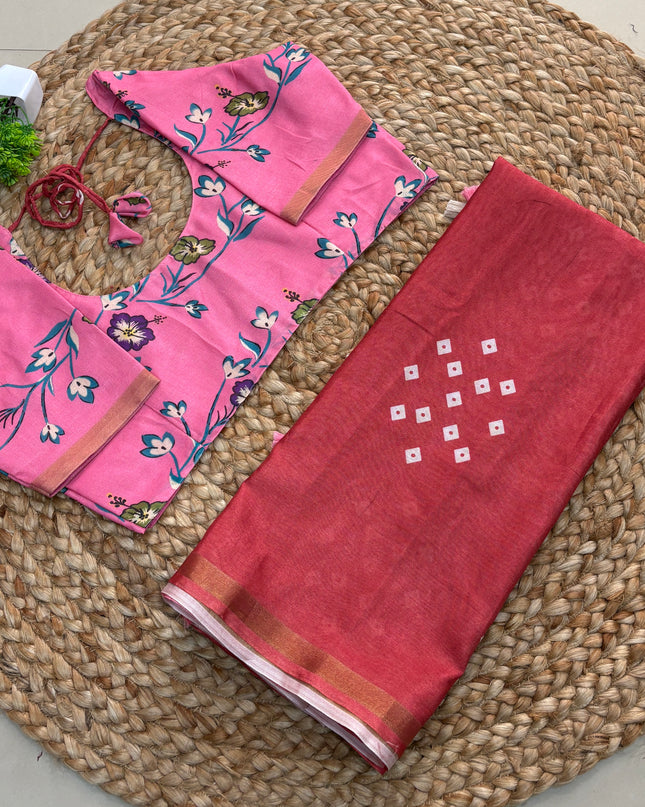 Saree With Stitched Blouse - (SIZE-40-44) - SWSB 500