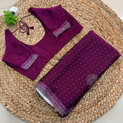 Saree With Stitched Blouse - (SIZE-36-40) - SWSB 491