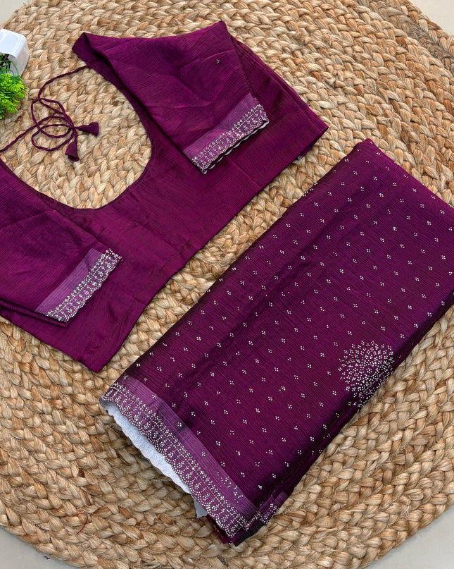 Saree With Stitched Blouse - (SIZE-36-40) - SWSB 491