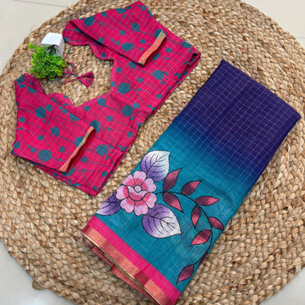Saree With Stitched Blouse - (SIZE-38-42) - SWSB 496