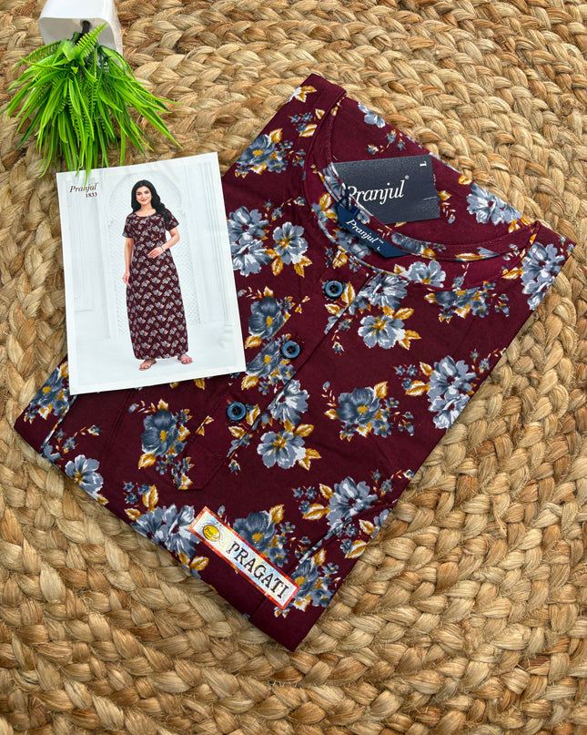 Pranjul Nighty - Button (SIZE - L - 4XL) - PN 105