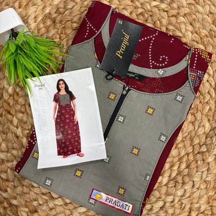 Pranjul Nighty - With Zip  (SIZE - L - 4XL) - PN 126