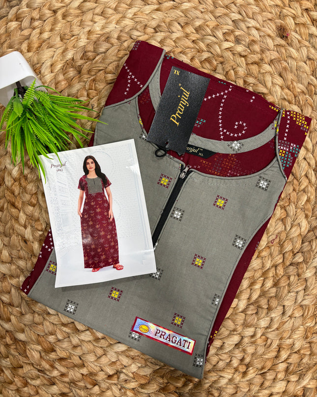 Pranjul Nighty - With Zip  (SIZE - L - 4XL) - PN 126