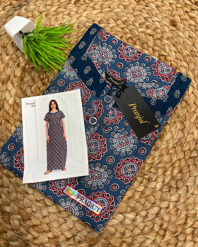 Pranjul Nighty - With Button  (SIZE - L - 4XL) - PN 132