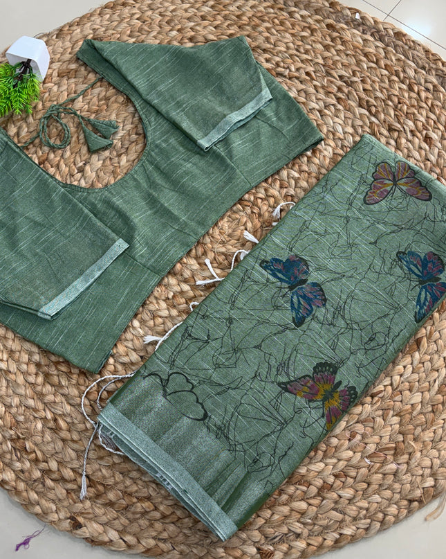 Saree With Stitched Blouse - (SIZE-40-44) - SWSB 523