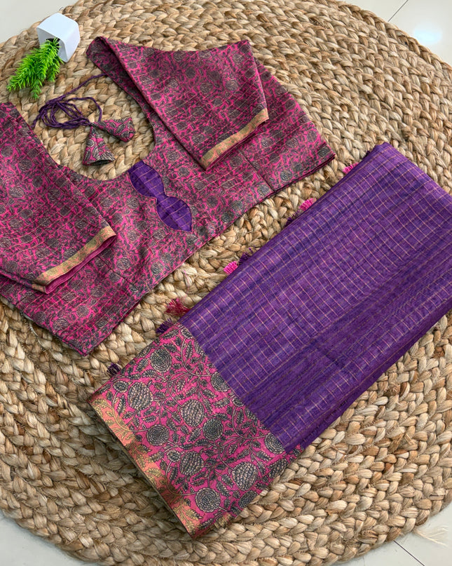 Saree With Stitched Blouse - (SIZE-38-42) - SWSB 517