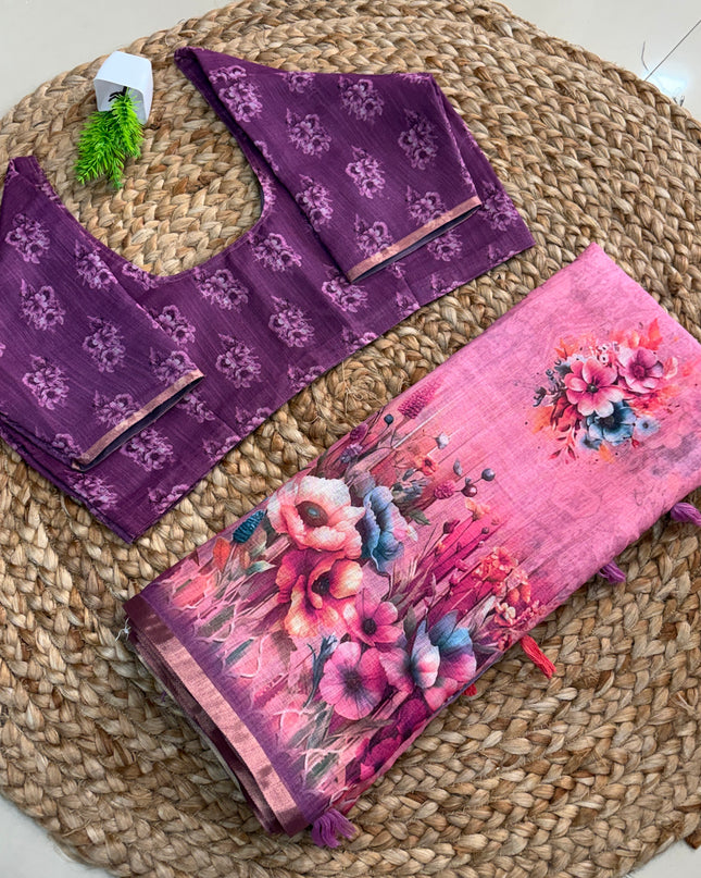 Saree With Stitched Blouse - (SIZE-40-44) - SWSB 522