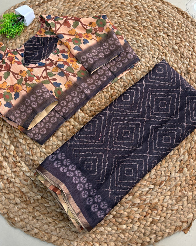 Saree With Stitched Blouse - (SIZE-38-42) - SWSB 519
