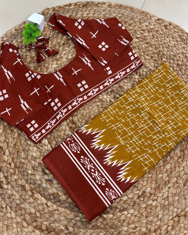 Saree With Stitched Blouse - (SIZE-40-44) - SWSB 531