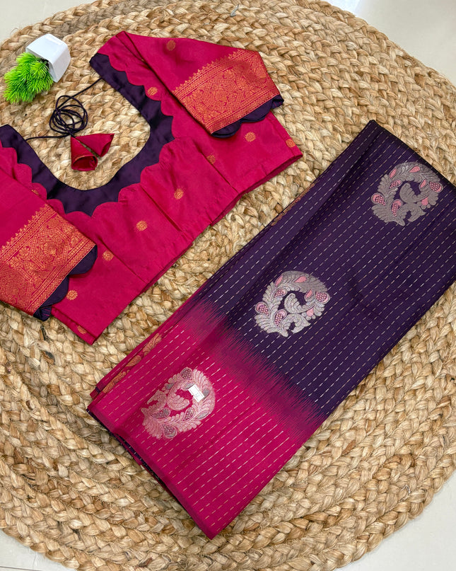 Saree With Stitched Blouse - (SIZE-36-38) - SWSB 528