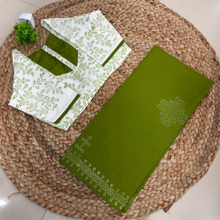 Saree With Stitched Blouse - (SIZE-40-44) - SWSB 541