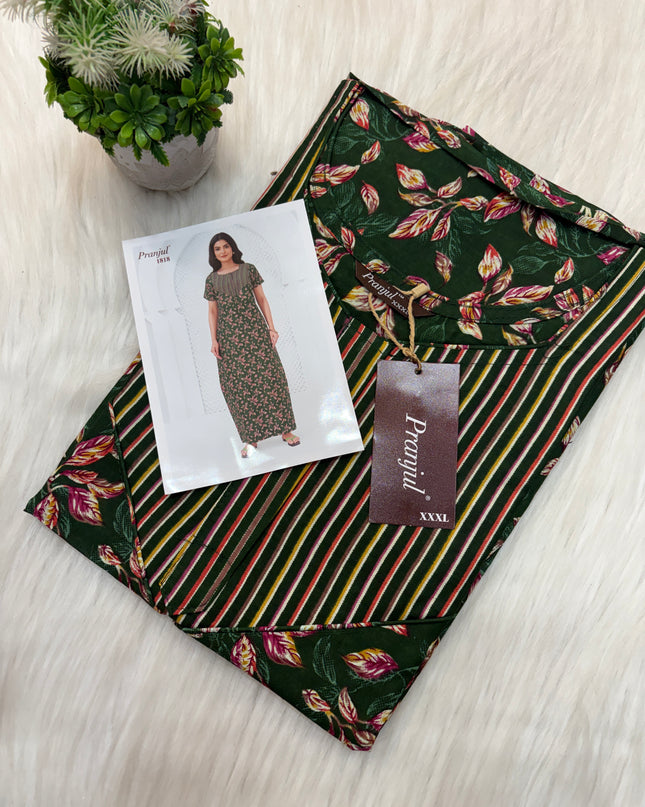 Pranjul Log Top Nighty with zip