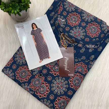 Pranjul Long Top Nighty with button