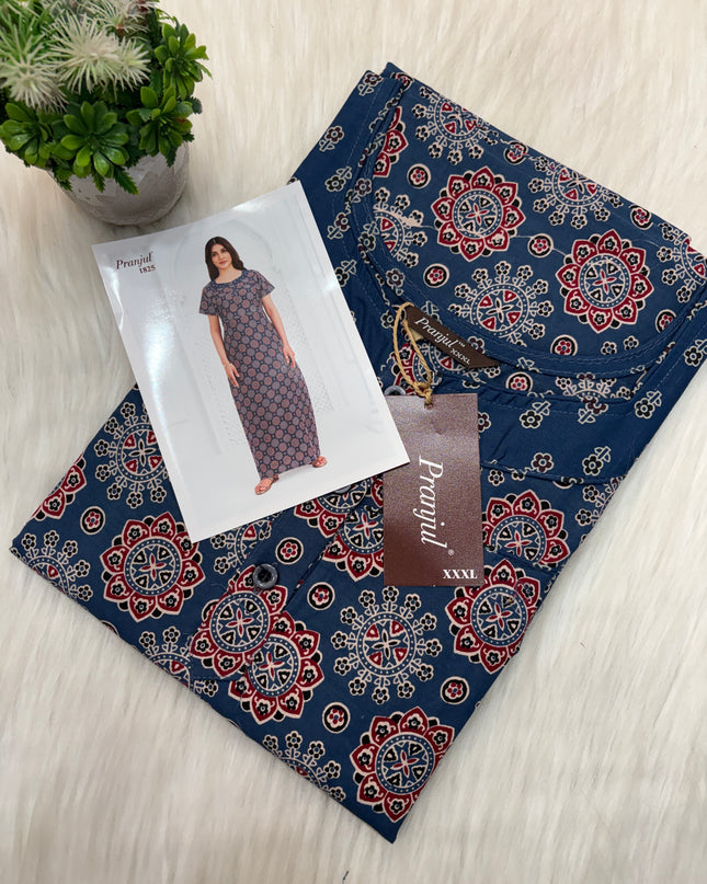 Pranjul Long Top Nighty with button