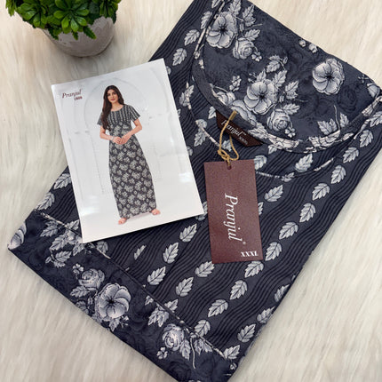 Pranjul Long Top Nighty - Zip