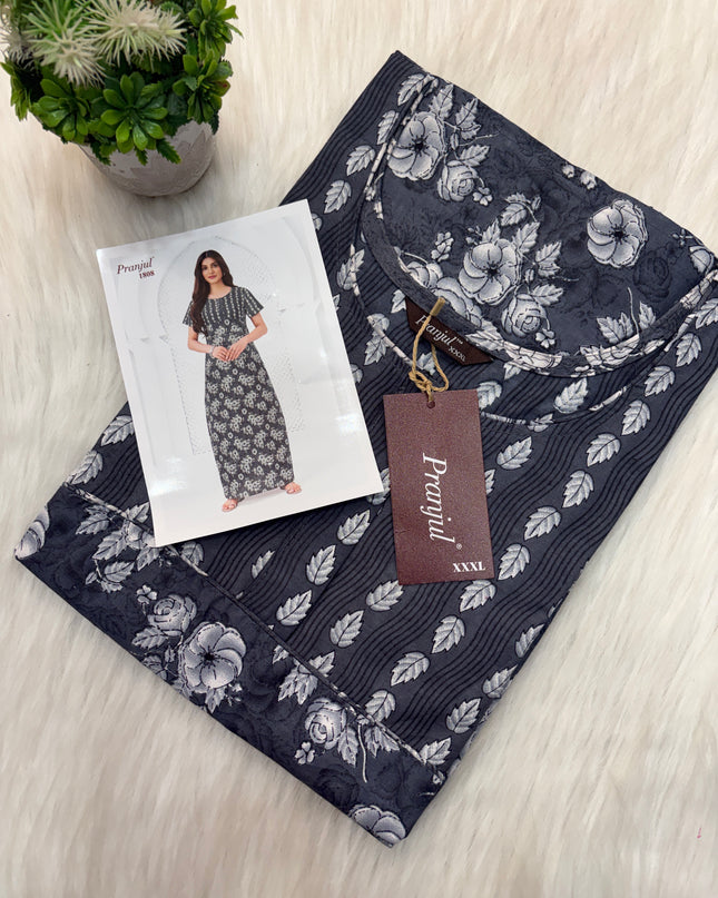 Pranjul Long Top Nighty - Zip