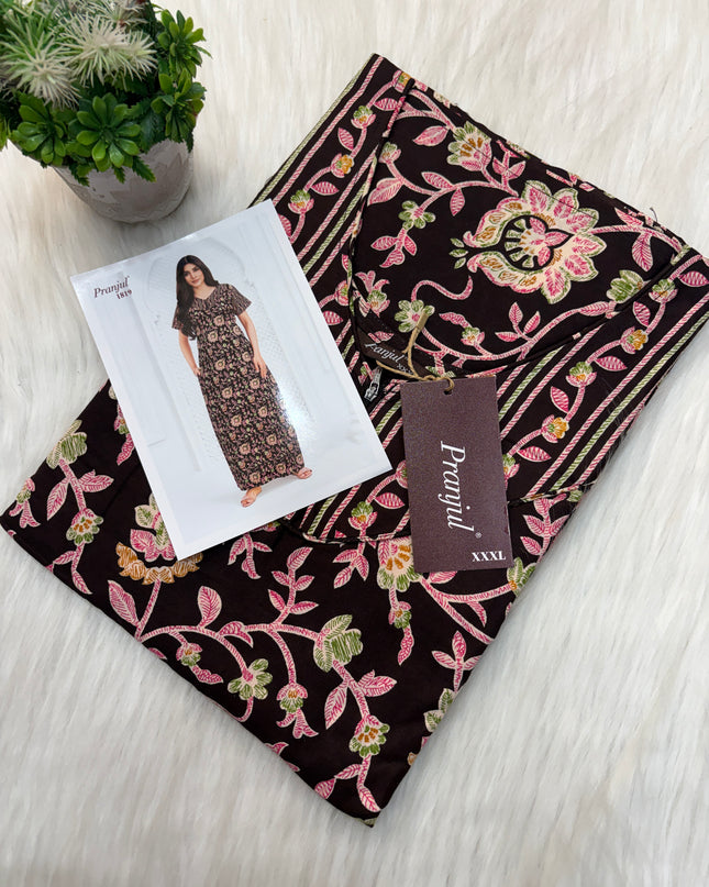 Pranjul Long Top Nighty - Short Zip