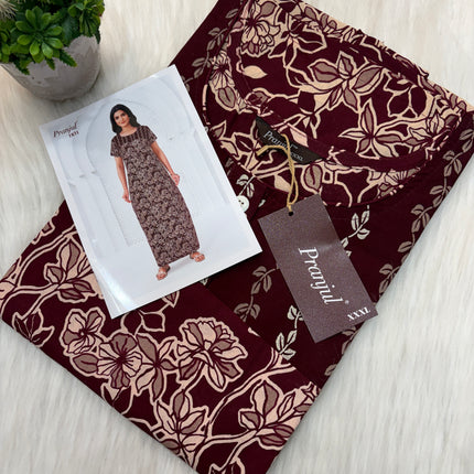 Pranjul Long Top Nighty - Single Button