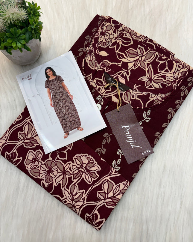 Pranjul Long Top Nighty - Single Button